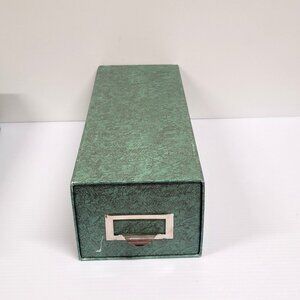 Globe Weis Index Card Storage Case Heavy Duty 14.5" d Fiberboard Green Vintage